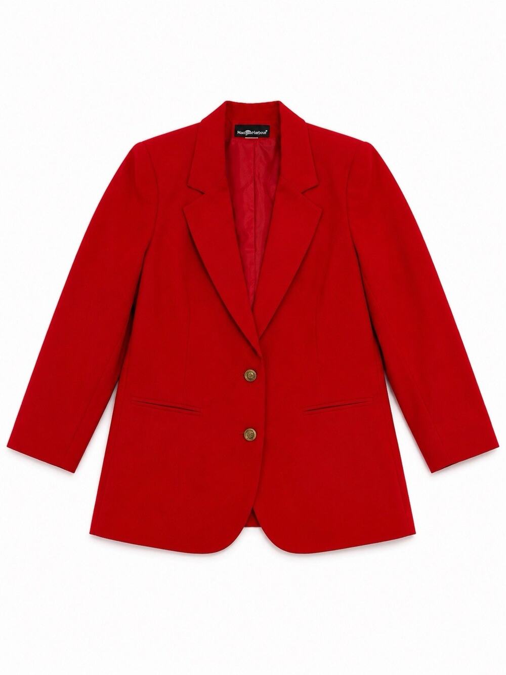 Sag Harbor Women’s Size Large Red Blazer Gold Button Career Jacket